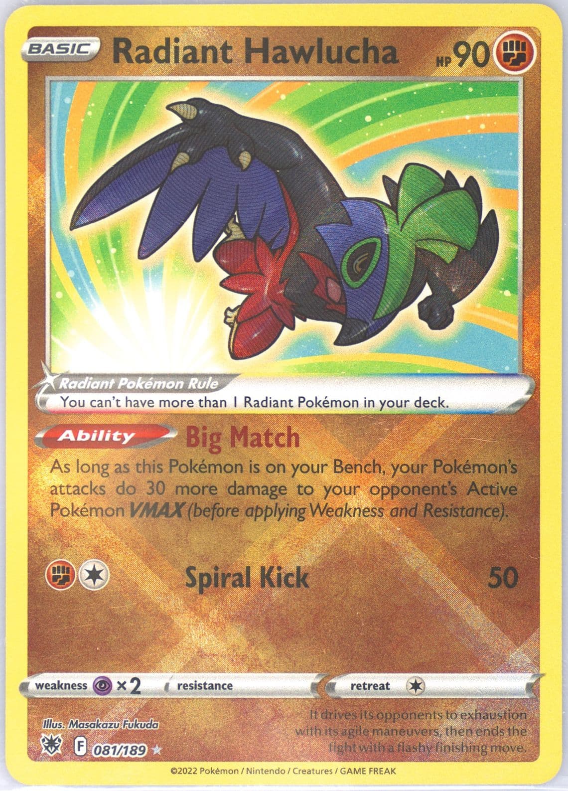 Radiant Hawlucha (081) 2022 Pokemon Sword & Shield Astral Radiance