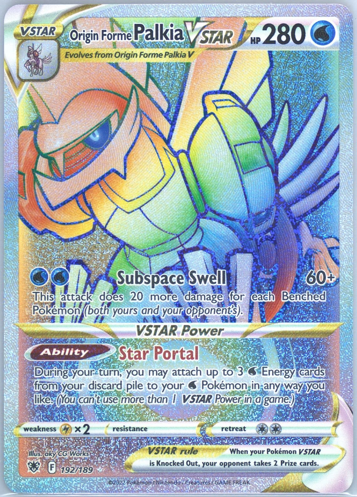 Full Art/Origin Forme Palkia Vstar Secret (192) 2022 Pokemon Sword & Shield Astral Radiance