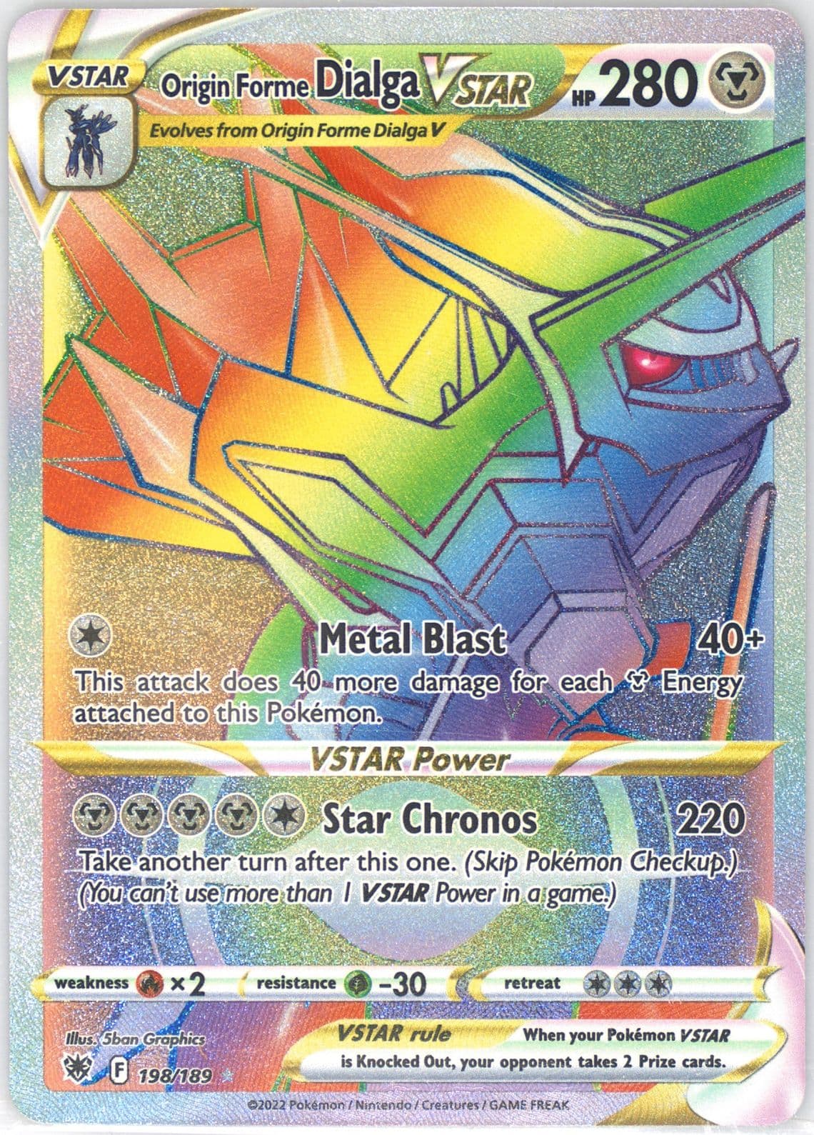 Full Art/Origin Forme Dialga Vstar Secret (198) 2022 Pokemon Sword & Shield Astral Radiance
