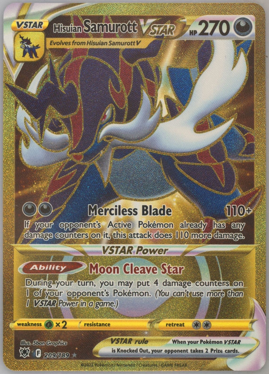 Full Art/Hisuian Samurott Vstar Secret (209) 2022 Pokemon Sword & Shield Astral Radiance