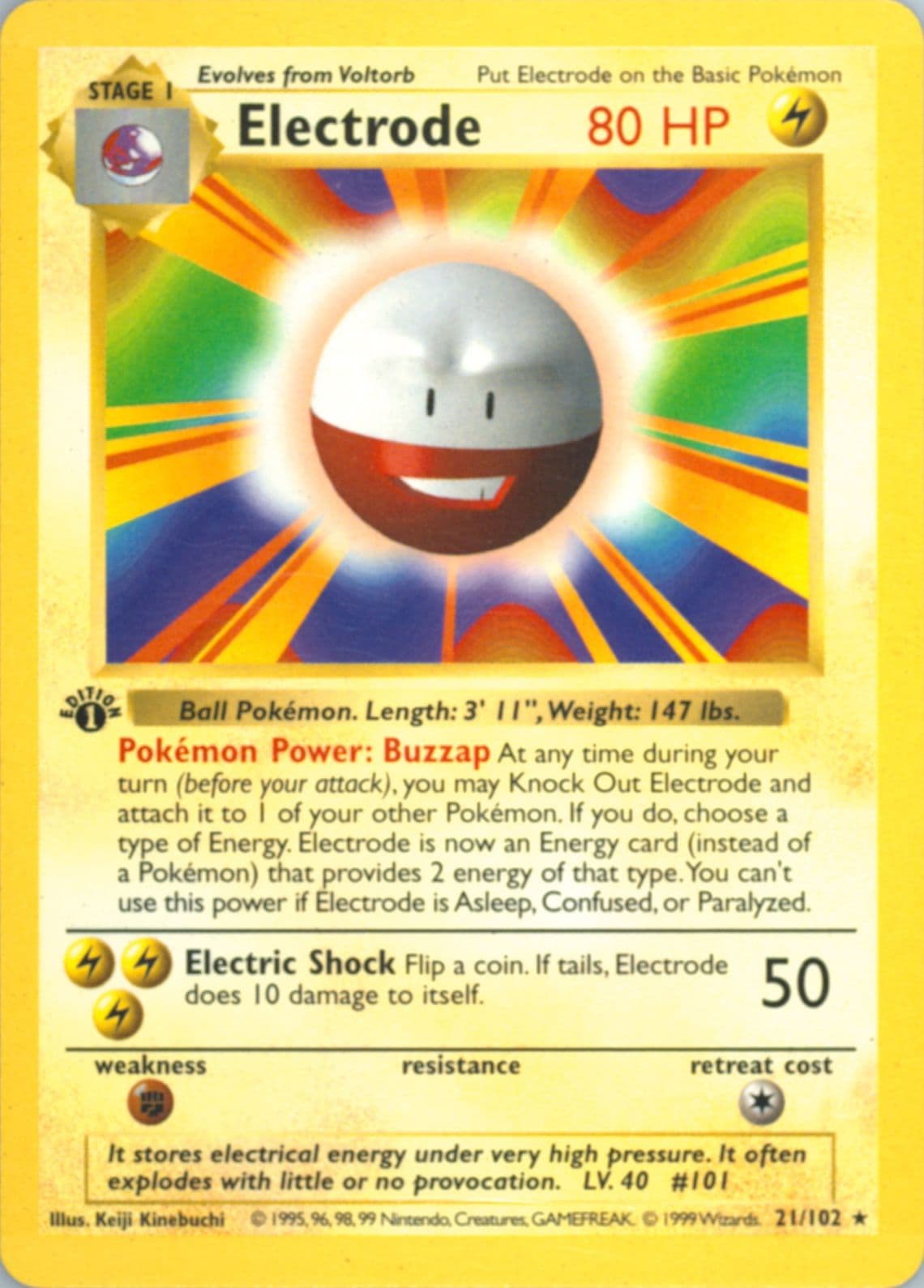 Electrode 1st Edition (21) 1999 Pokemon Game