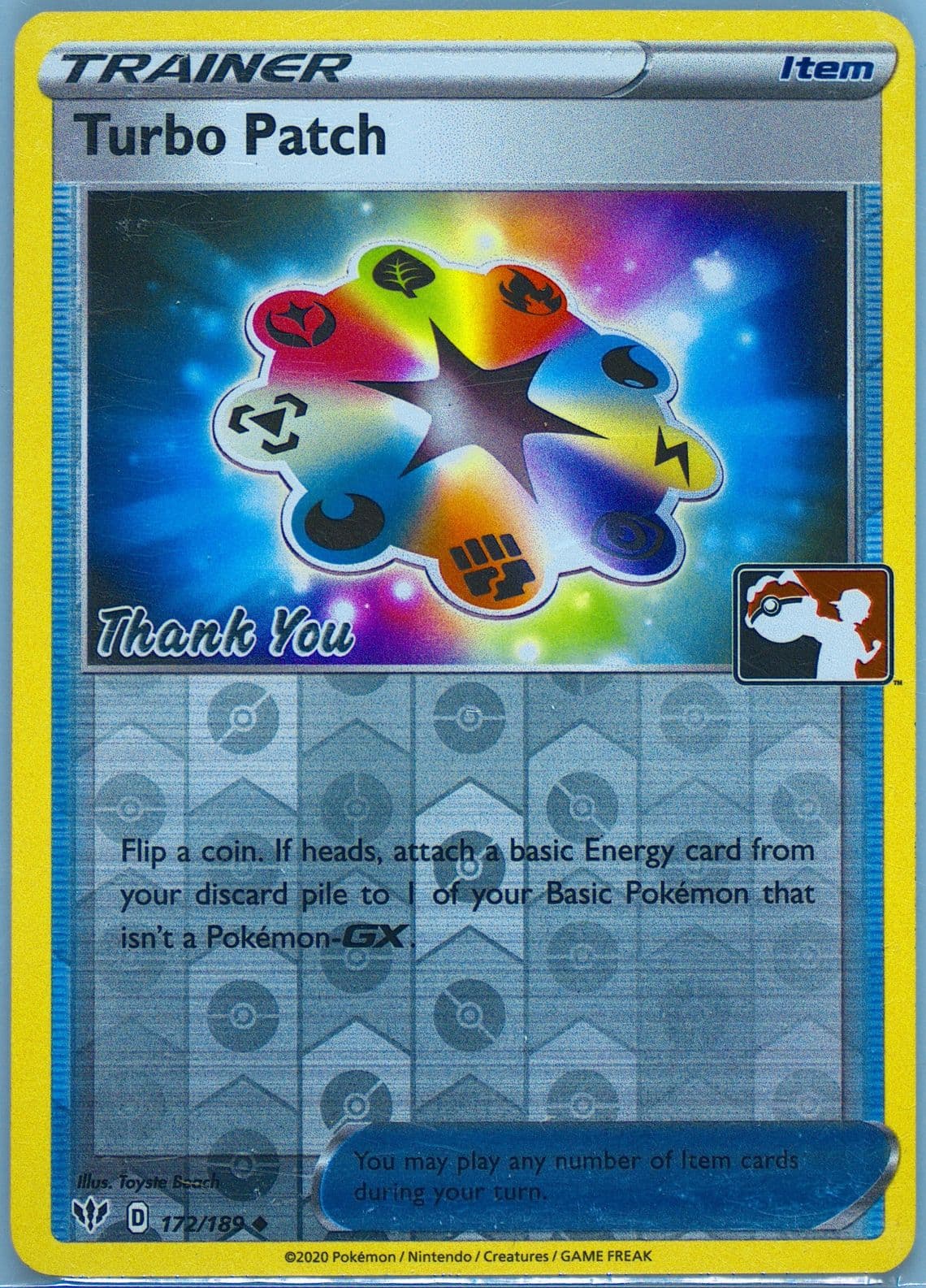 Turbo Patch-Reverse Foil Pokemon Card Gym (172) 2020 Pokemon Sword & Shield Darkness Ablaze