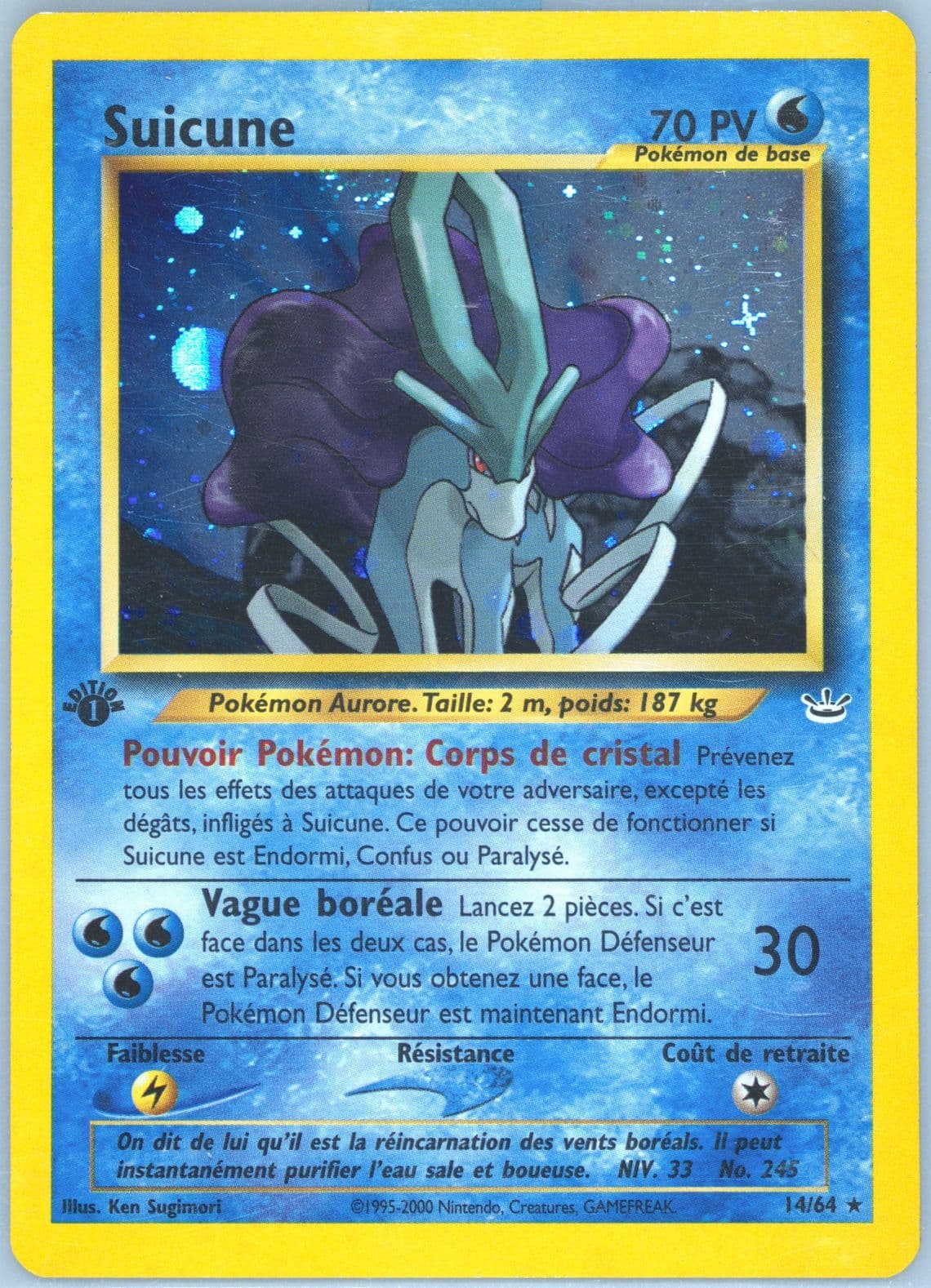 Suicune-Holo 1st Edition (14) 2002 Pokemon French Neo Revelation
