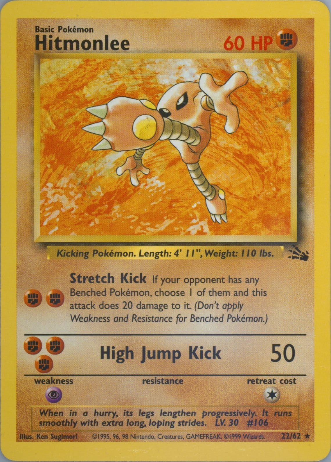 Hitmonlee (22) 1999 Pokemon Fossil