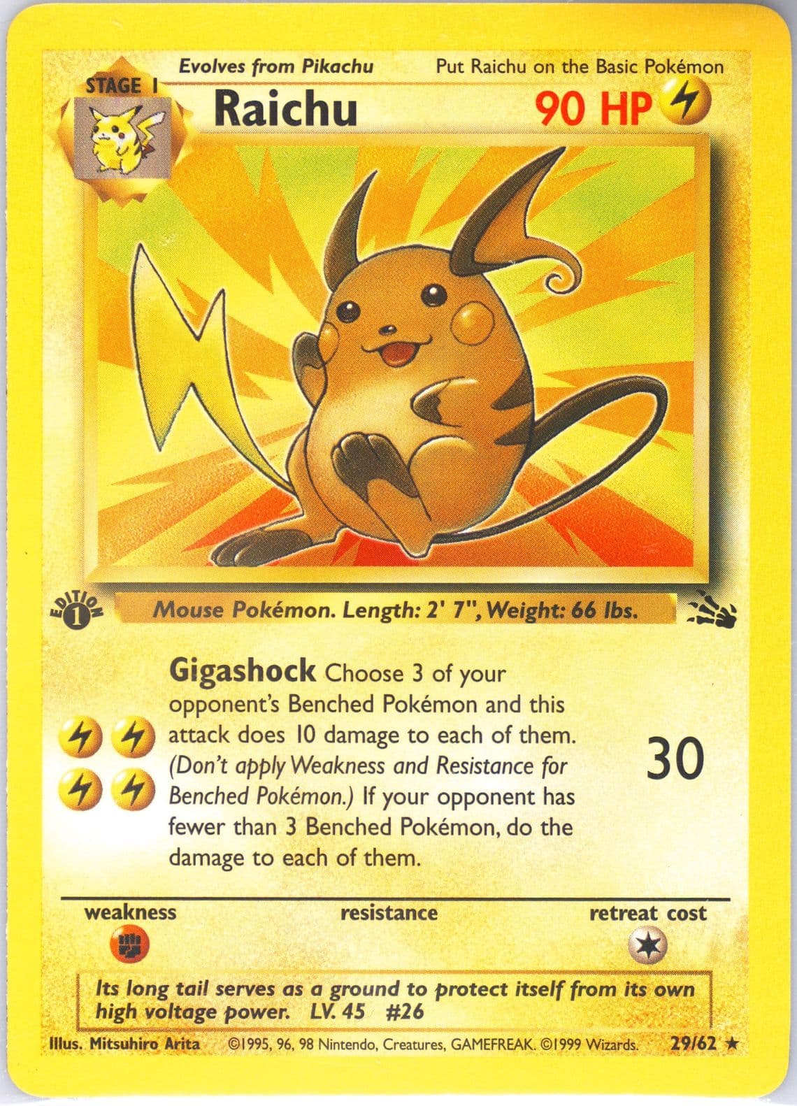 Raichu 1st Edition (29) 1999 Pokemon Fossil