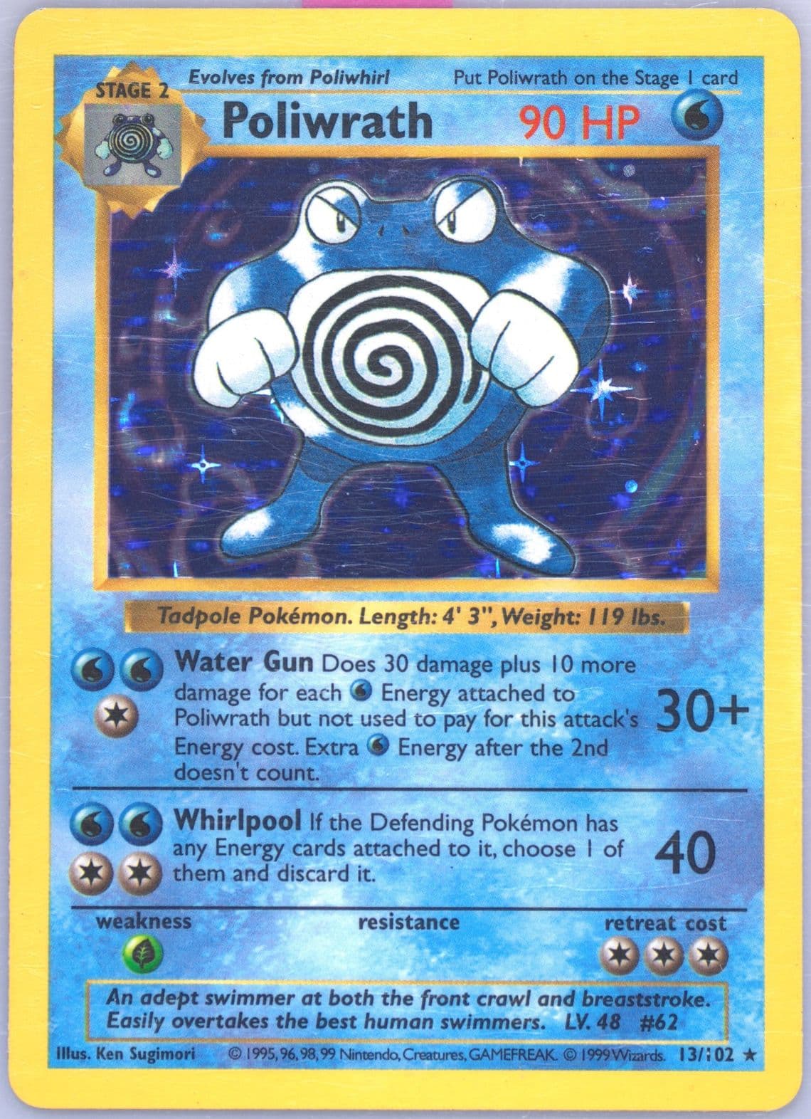 Poliwrath-Holo Shadowless (13) 1999 Pokemon Game