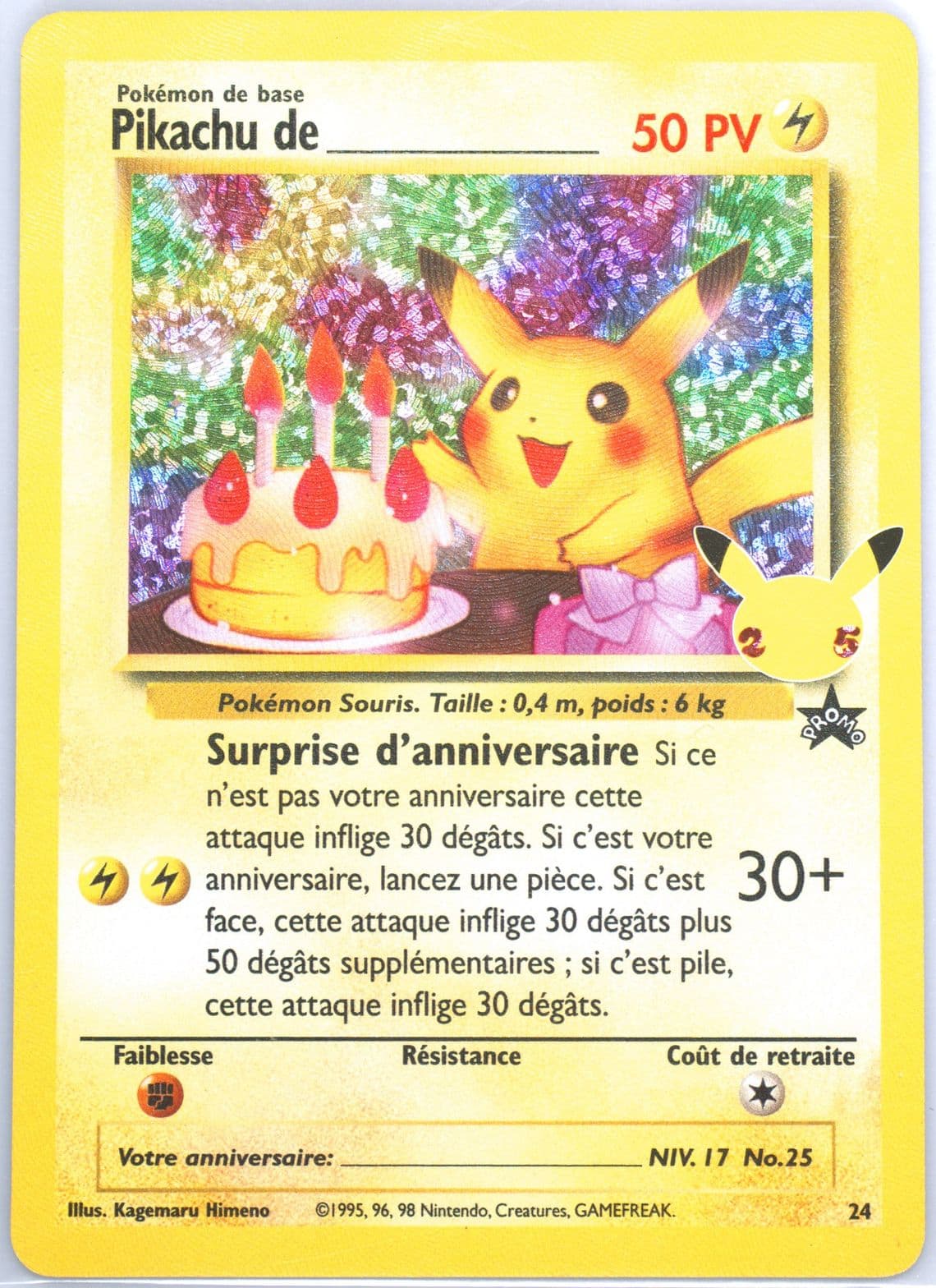 Birthday Pikachu-Holo French (24) 2021 Pokemon Celebrations Classic Collection