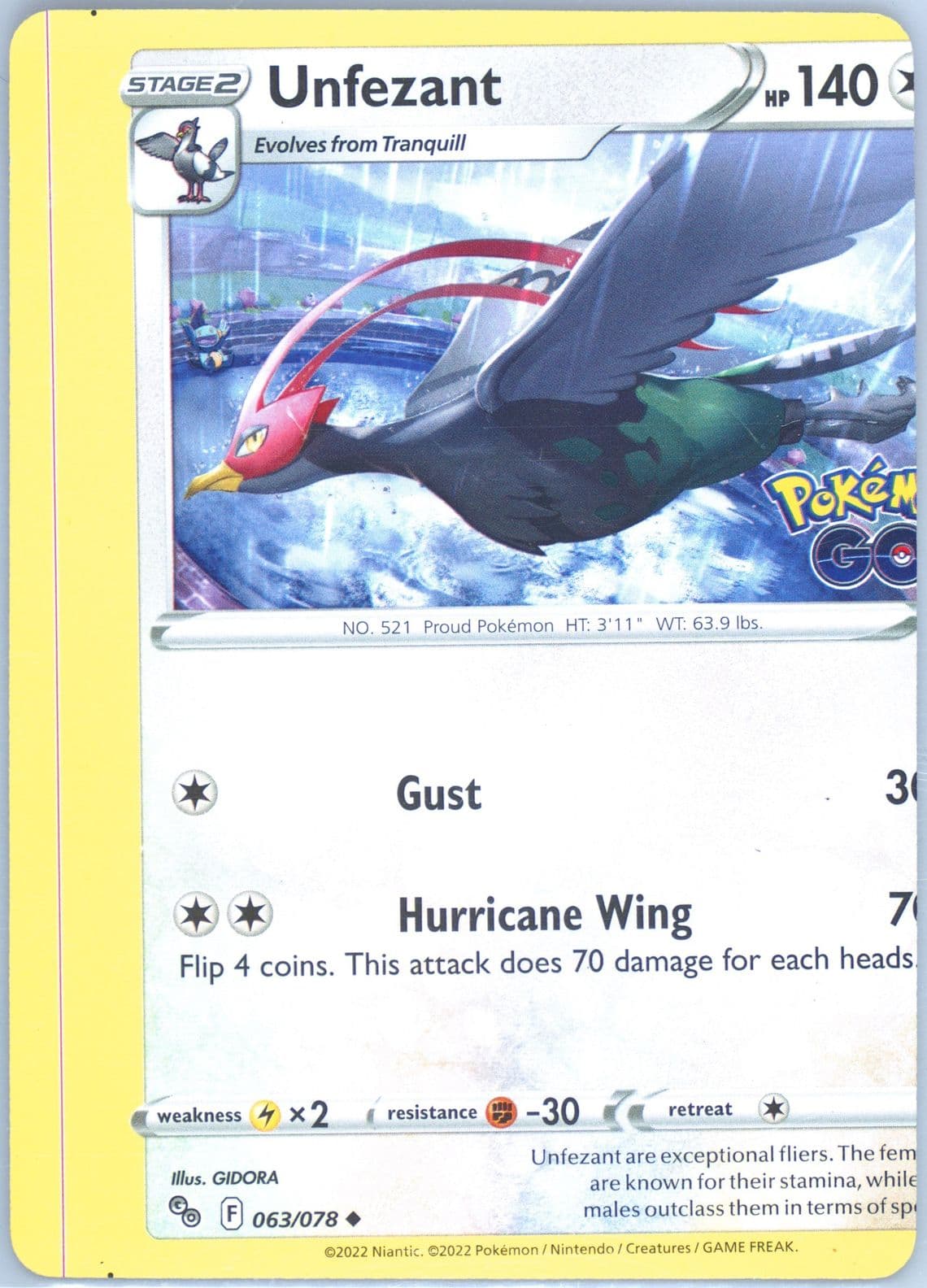 Unfezant (063) 2022 Pokemon Go