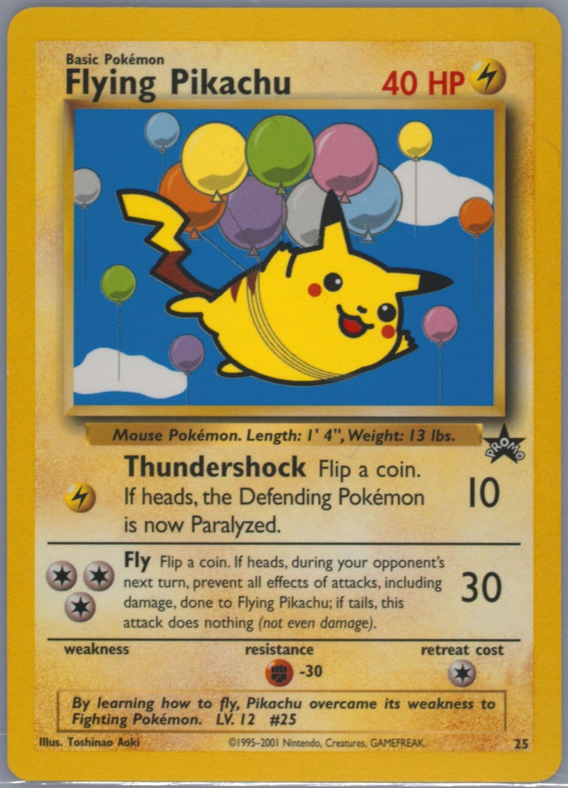Flying Pikachu Pokemon League (25) 2001 Pokemon Promo Black Star