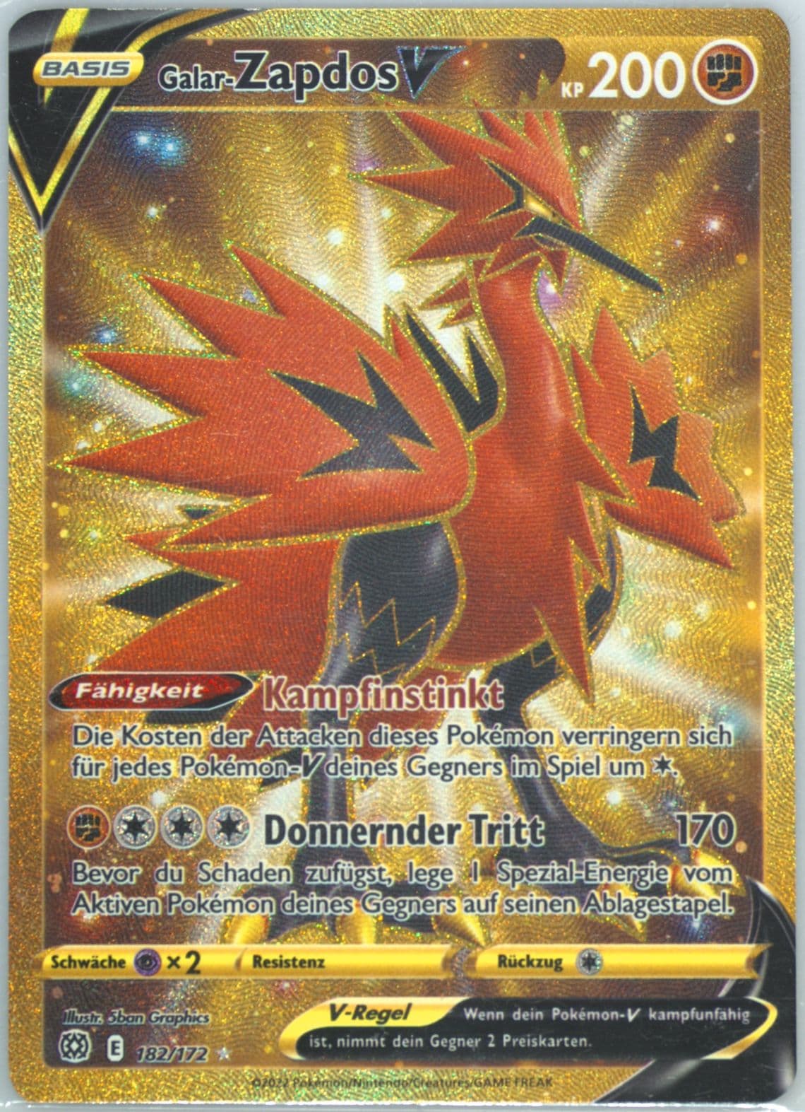 Full Art/Galar-Zapdos V German-Secret (182) 2022 Pokemon Sword & Shield Brilliant Stars