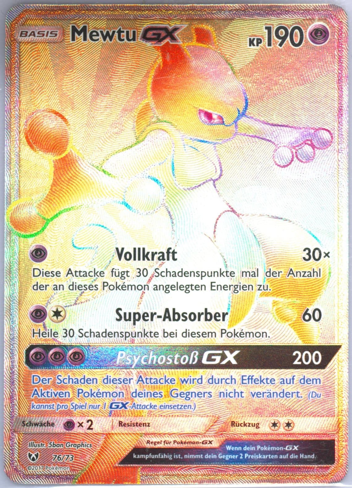 Full Art/Mewtu GX Secret-German (76) 2017 Pokemon Sun & Moon Shining Legends
