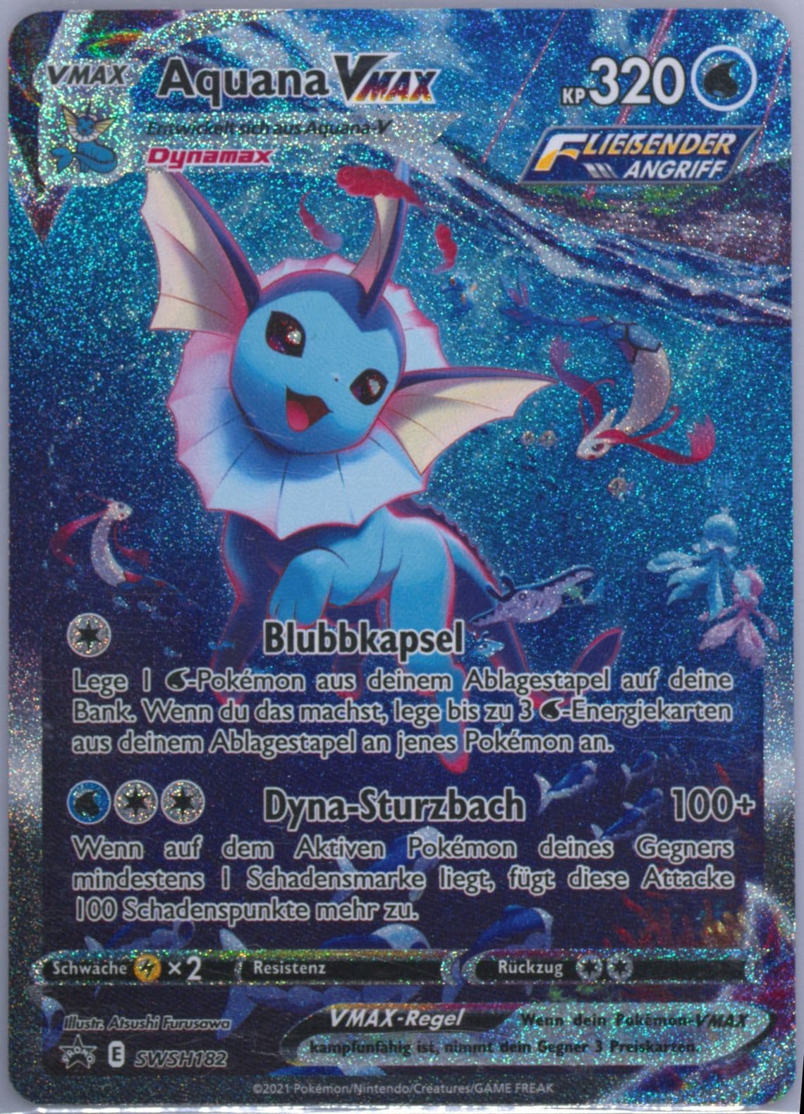 Full Art/Aquana Vmax Vaporeon Vmax Premium Collection-German (182) 2021 Pokemon Swsh Black Star Promo