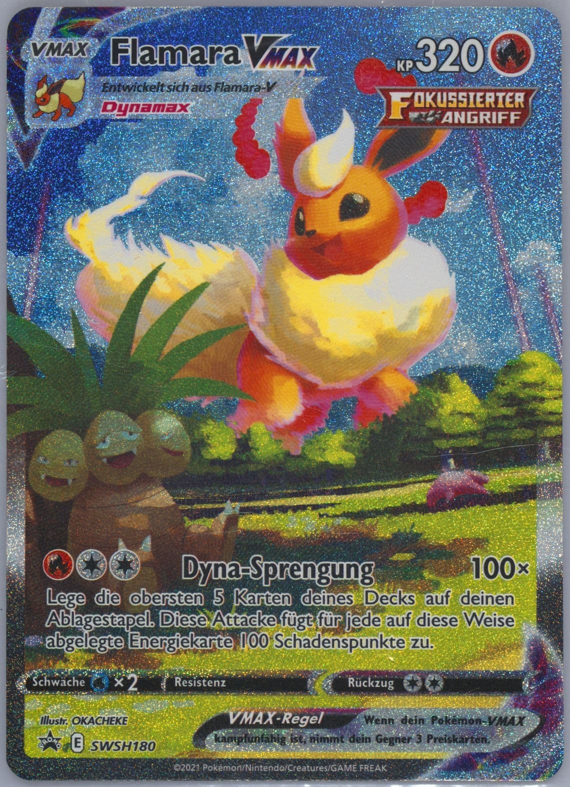 Full Art/Flamara Vmax Flareon Vmax Premium Collection-German (180) 2021 Pokemon Swsh Black Star Promo