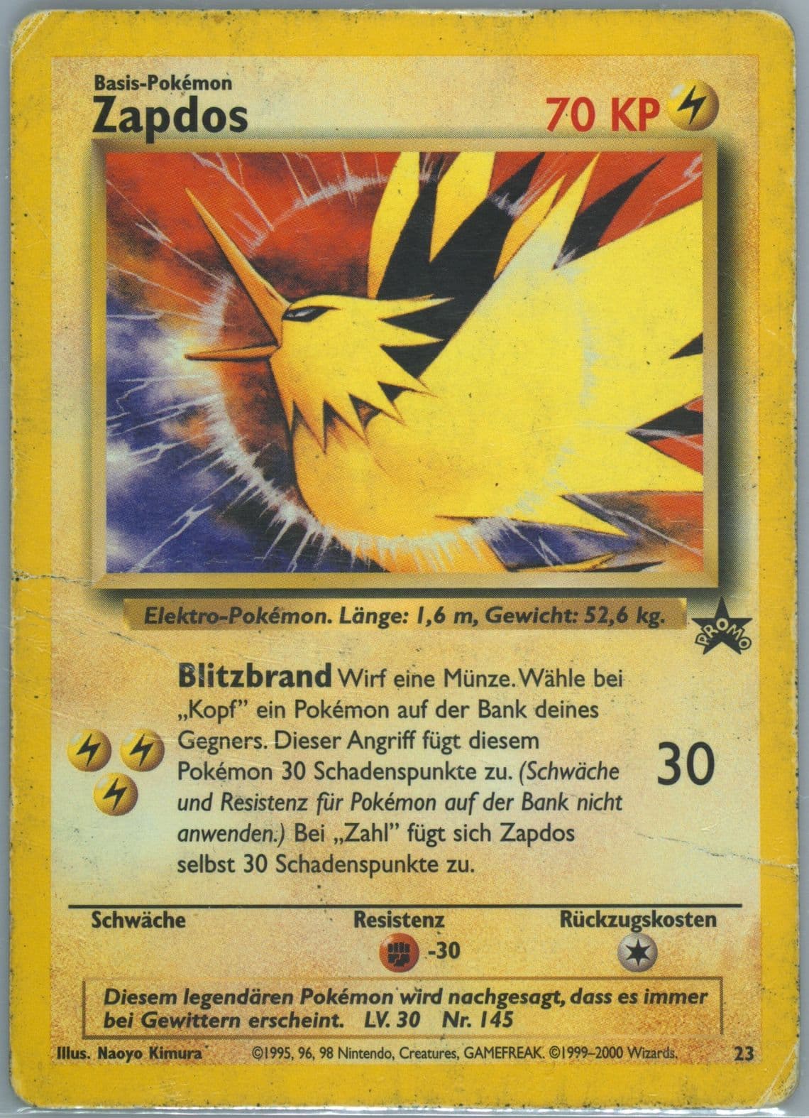 Zapdos German (23) 2000 Pokemon Promo Black Star