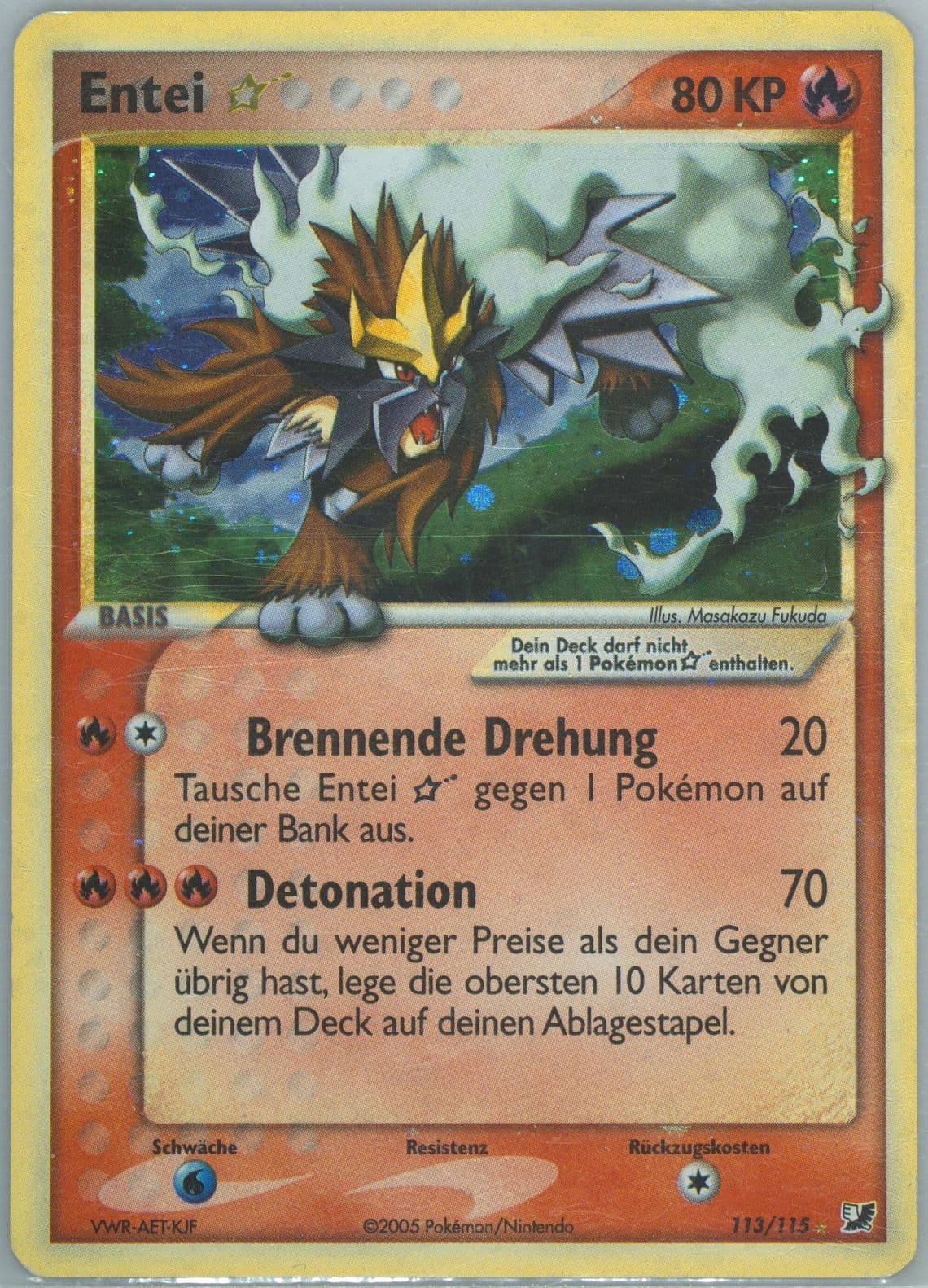 Entei-Holo German-Gold Star (113) 2005 Pokemon EX Unseen Forces