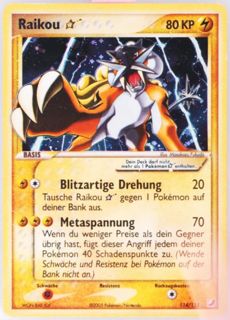 Raikou-Holo Gold Star-German (114) 2005 Pokemon EX Unseen Forces