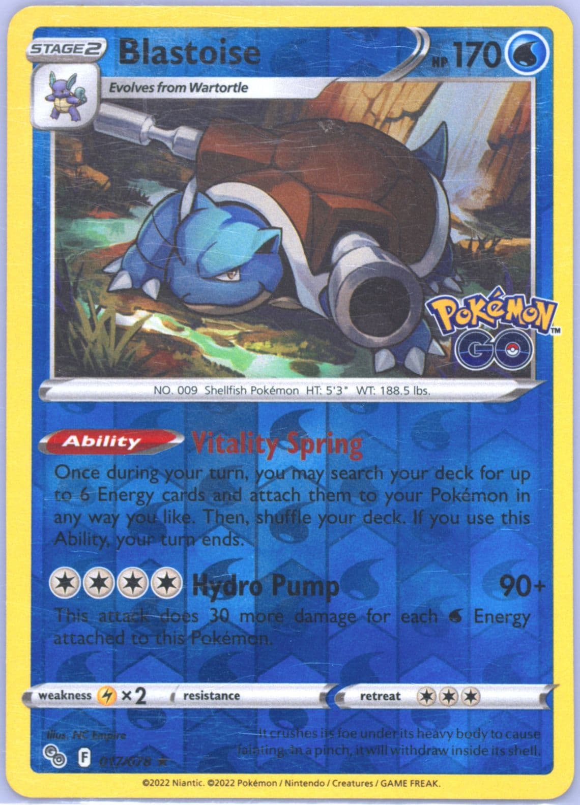Blastoise-Reverse Foil (017) 2022 Pokemon Go