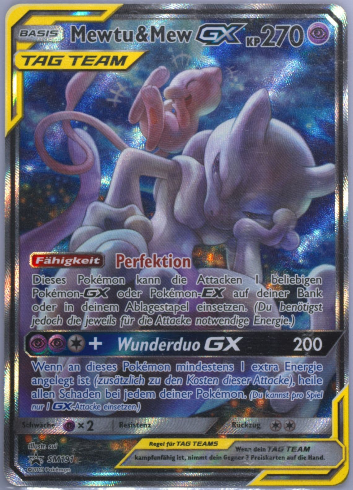 Full Art/Mewtu & Mew GX Power Partnership Tins-German (SM191) 2019 Pokemon SM Black Star Promo