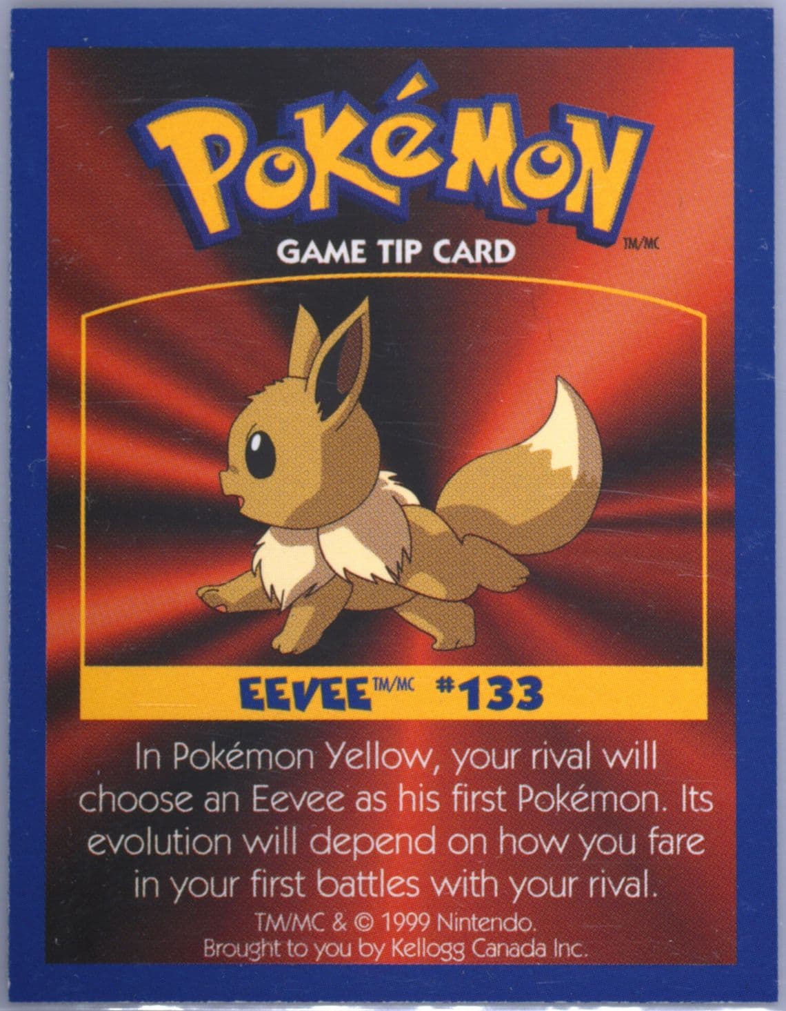 Eevee 1999 Kellogg's Pokemon Game Tips