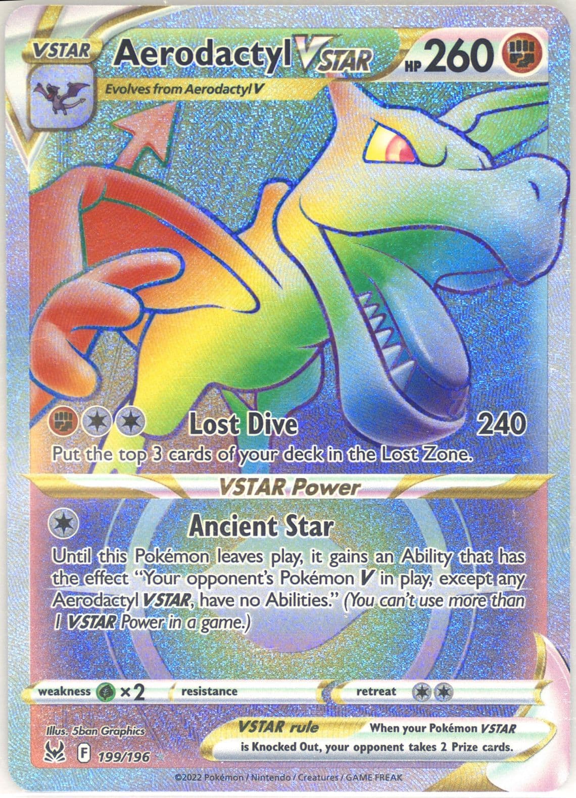 Full Art/Aerodactyl Vstar Secret (199) 2022 Pokemon Sword & Shield Lost Origin