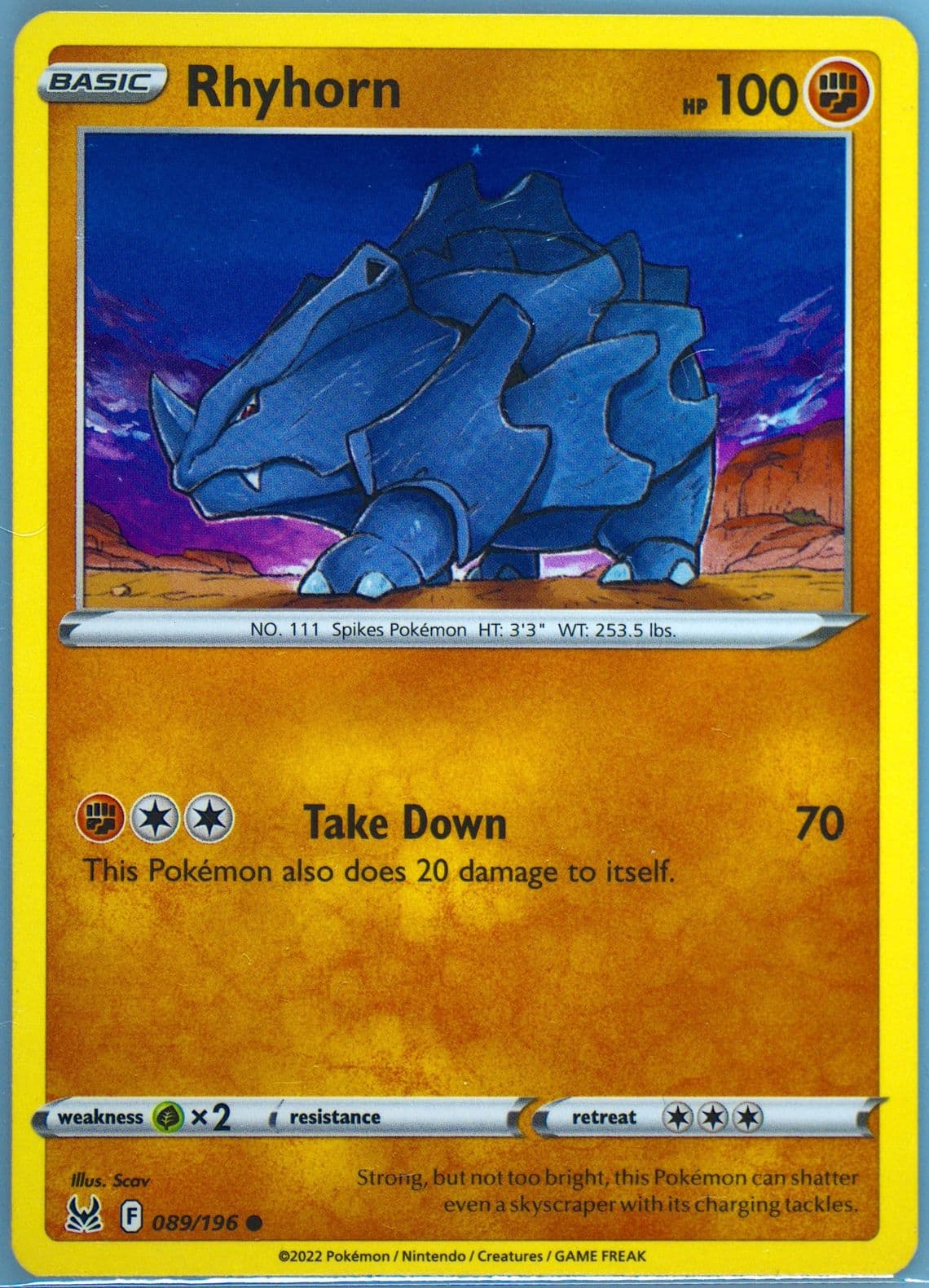 Rhyhorn (089) 2022 Pokemon Sword & Shield Lost Origin