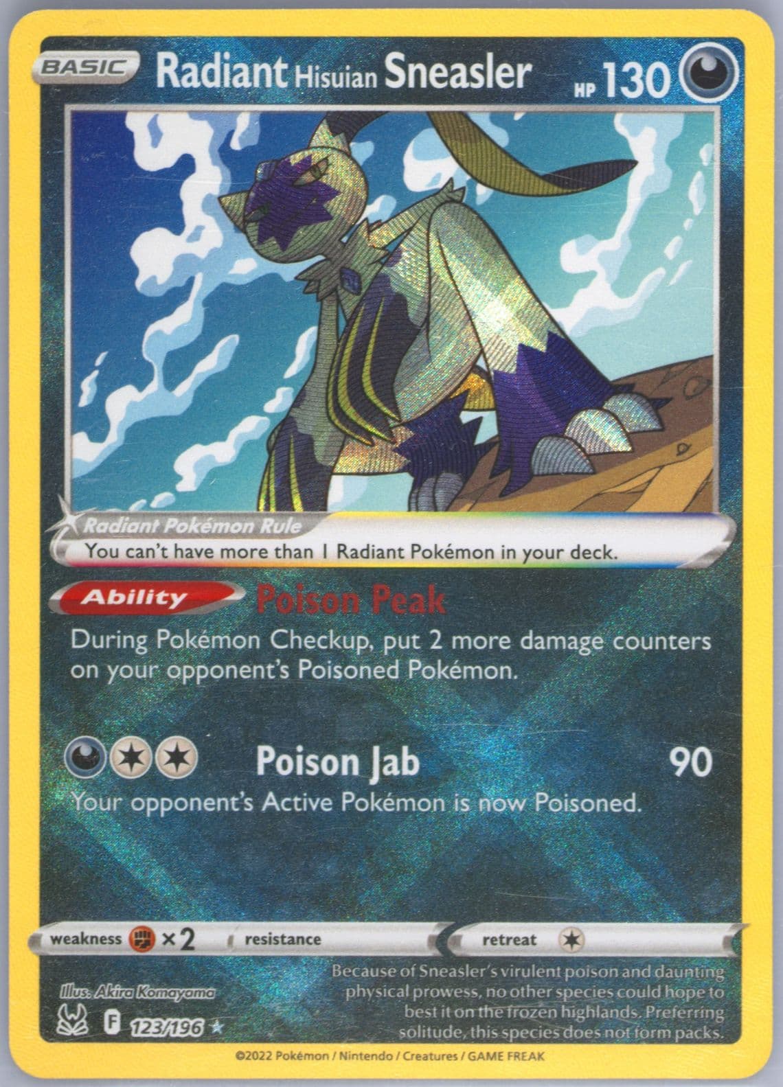 Radiant Hisuian Sneasler (123) 2022 Pokemon Sword & Shield Lost Origin