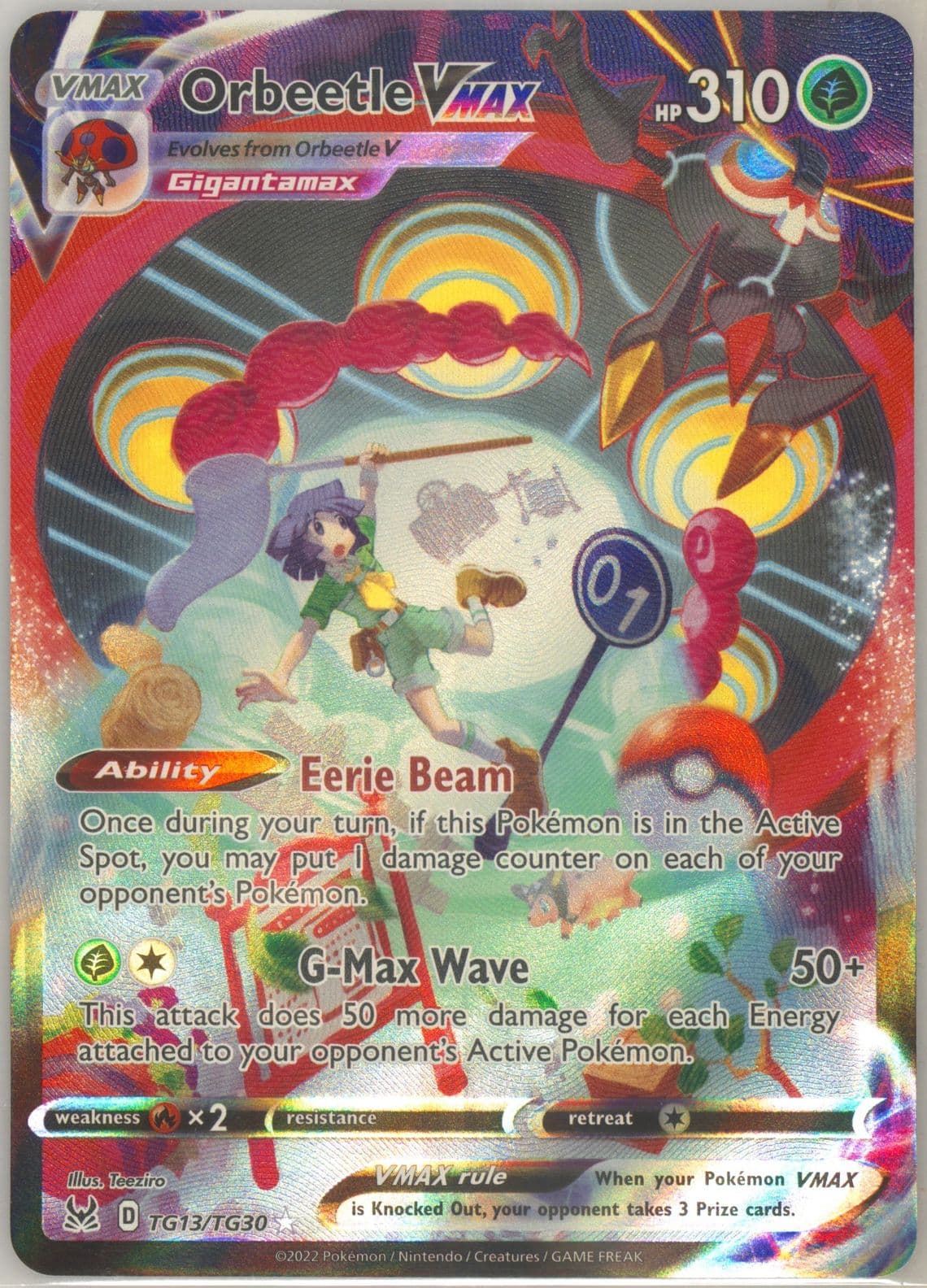 Full Art/Orbeetle Vmax (TG13) 2022 Pokemon Sword & Shield Lost Origin