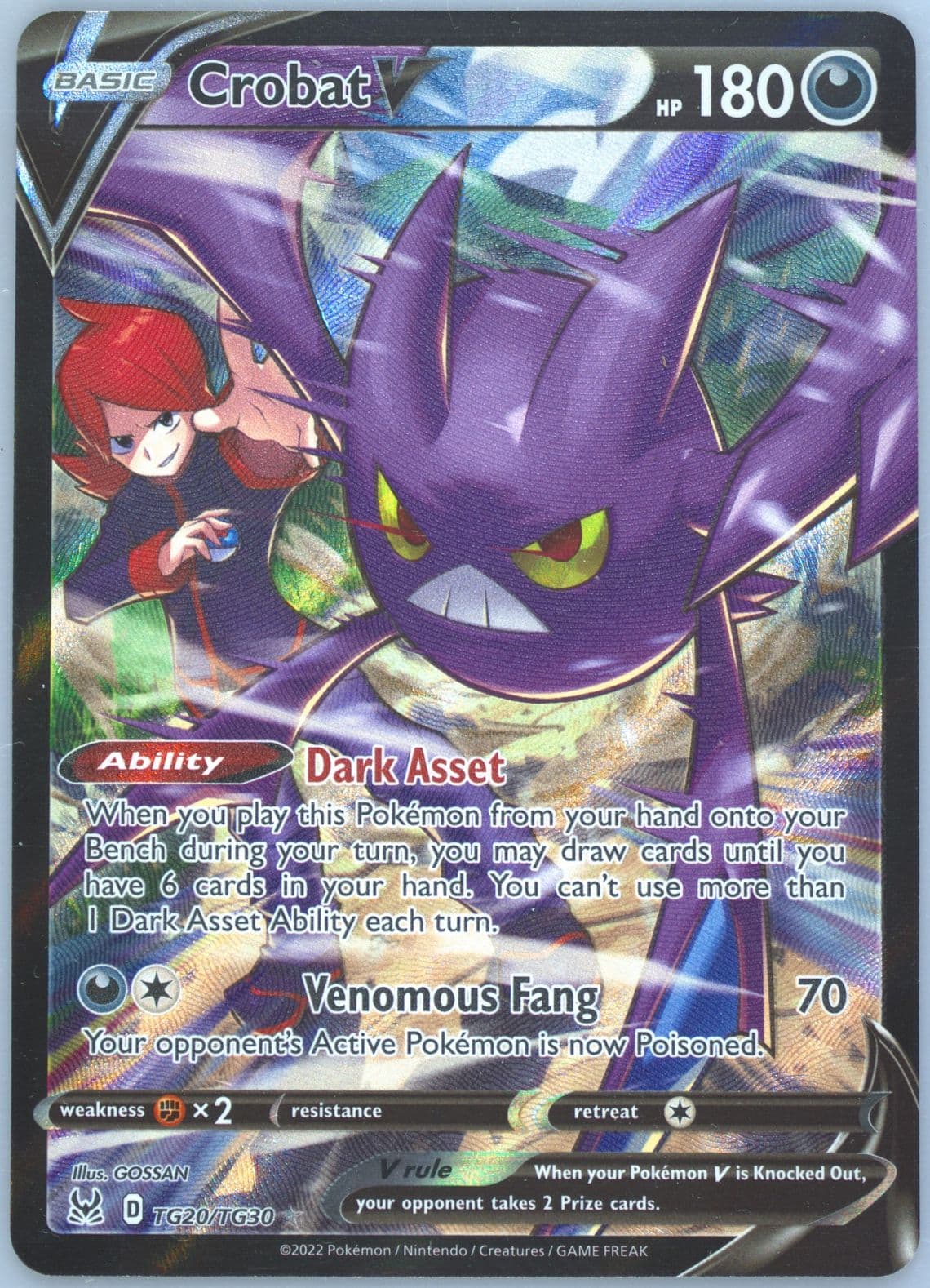 Full Art/Crobat V (TG20) 2022 Pokemon Sword & Shield Lost Origin