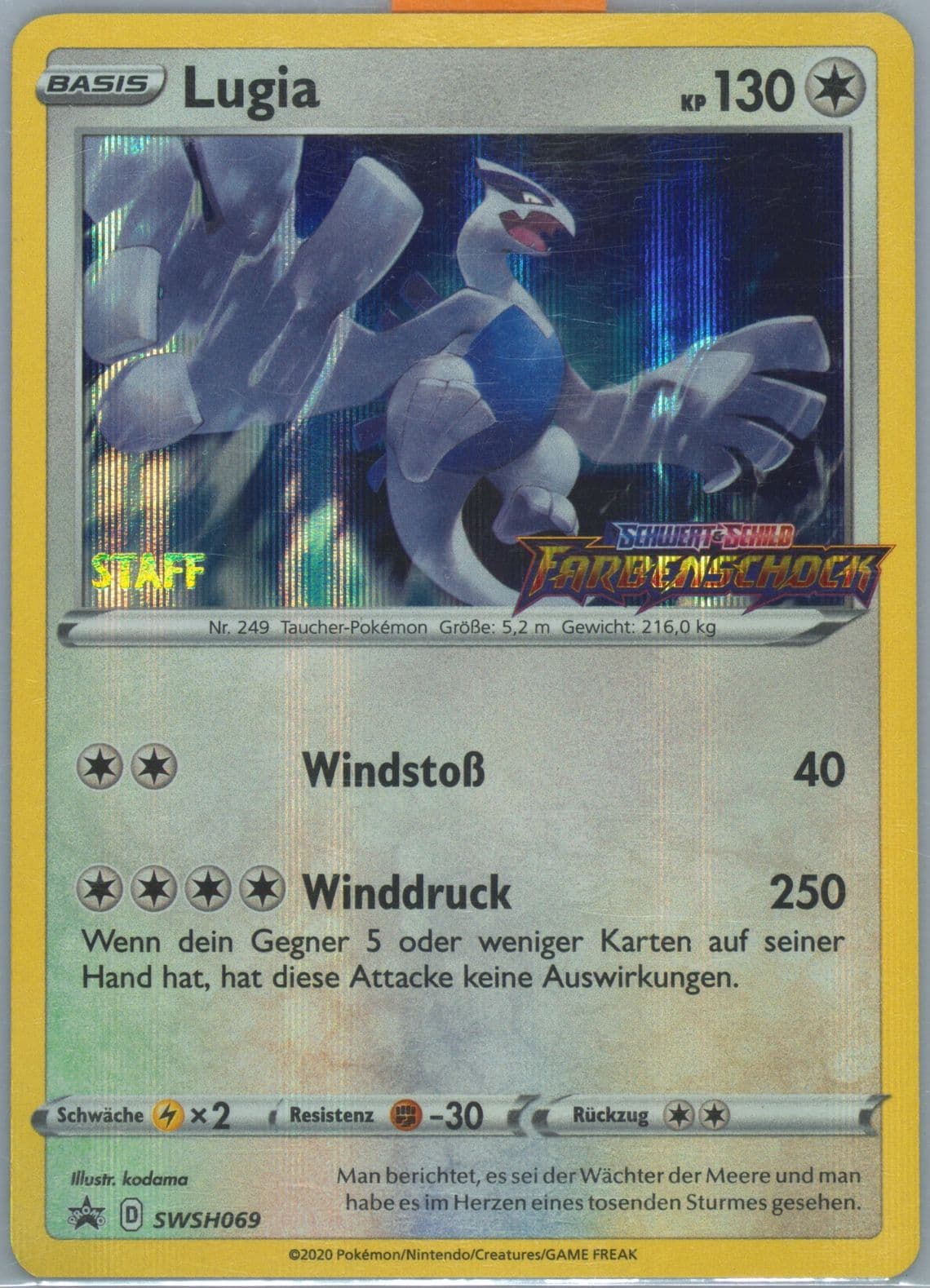 Lugia-Holo Prerelease-Staff-German (069) 2020 Pokemon Swsh Black Star Promo