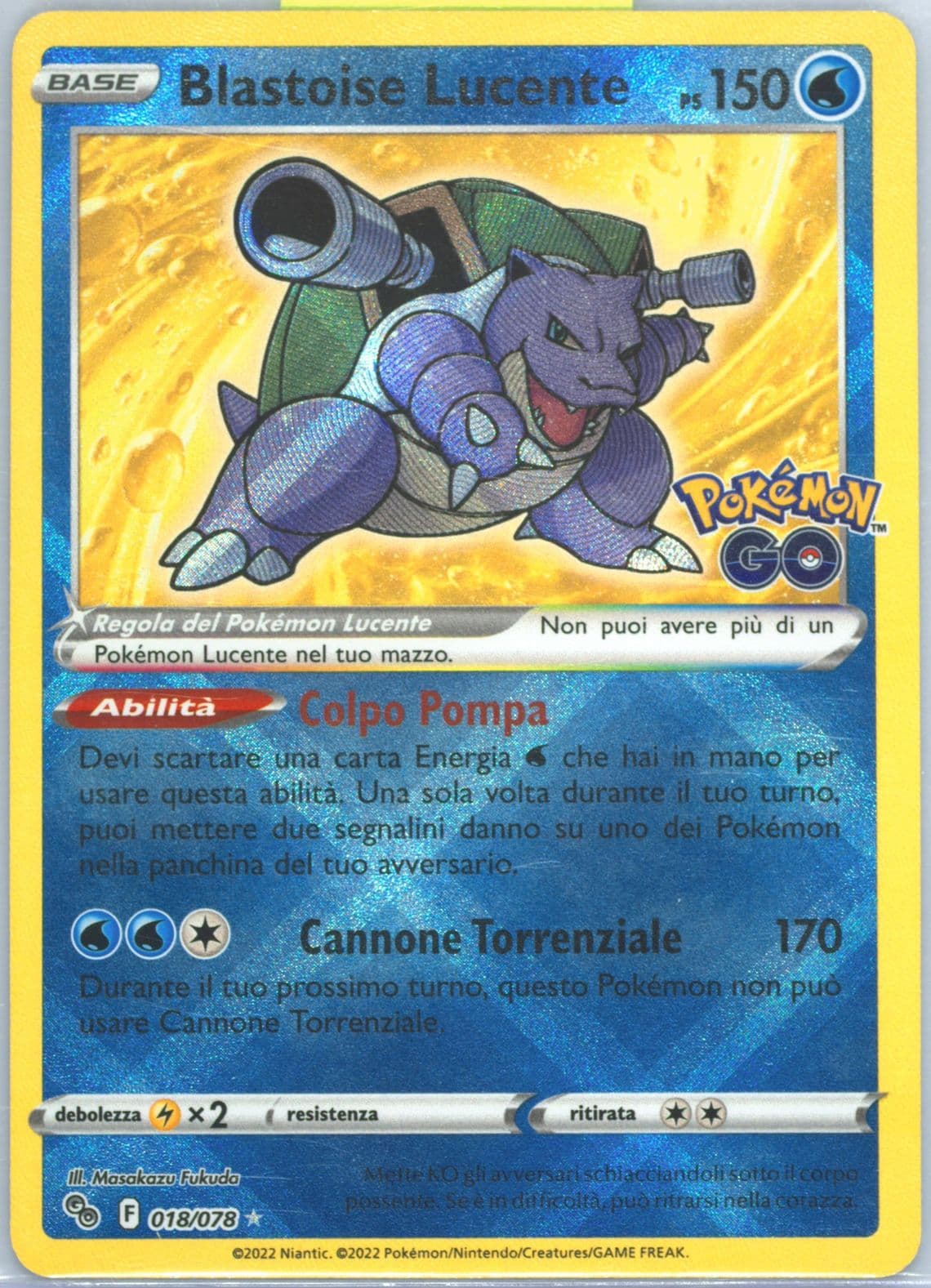 Blastoise Lucente Italian (018) 2022 Pokemon Go