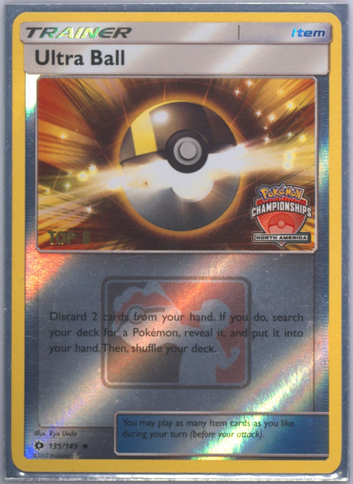 Ultra Ball-Reverse Foil PM Championships-North America-Top 8 (135) 2017 Pokemon Sun & Moon