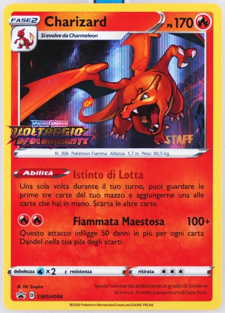 Charizard-Holo Prerelease-Staff-Italian (066) 2020 Pokemon Swsh Black Star Promo