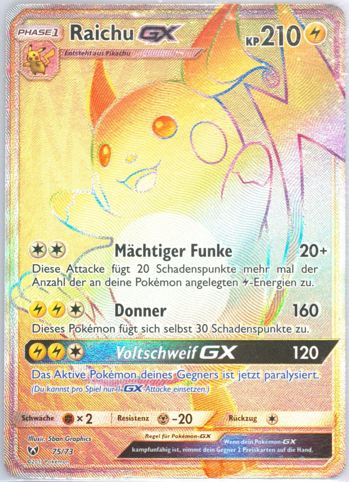Full Art/Raichu GX Secret-German (75) 2017 Pokemon Sun & Moon Shining Legends