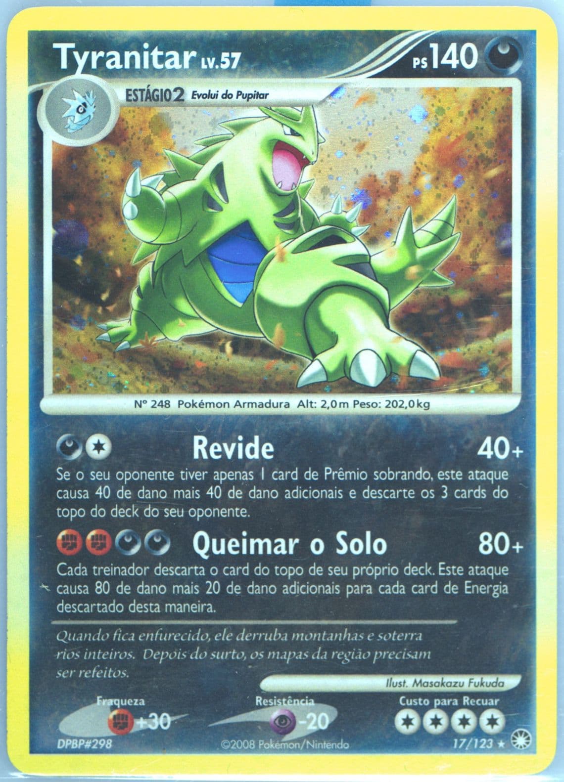 Tyranitar-Holo (17) 2008 Pokemon Portuguese Diamond & Pearl Mysterious Treasures