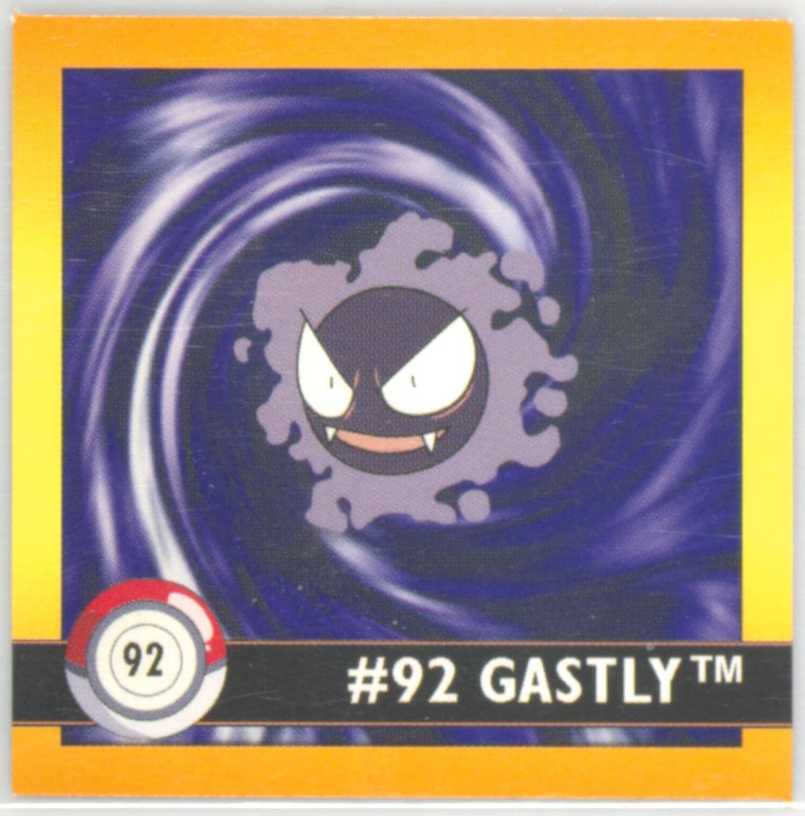 Gastly (92) 1999 Pokemon Stickers Series 1