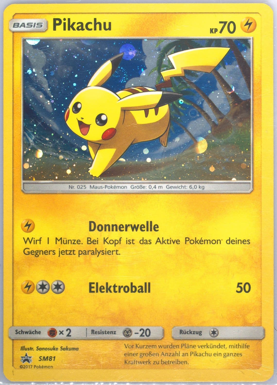 Pikachu-Holo Shining Legends Premium Powers Collection-German (SM81) 2017 Pokemon SM Black Star Promo