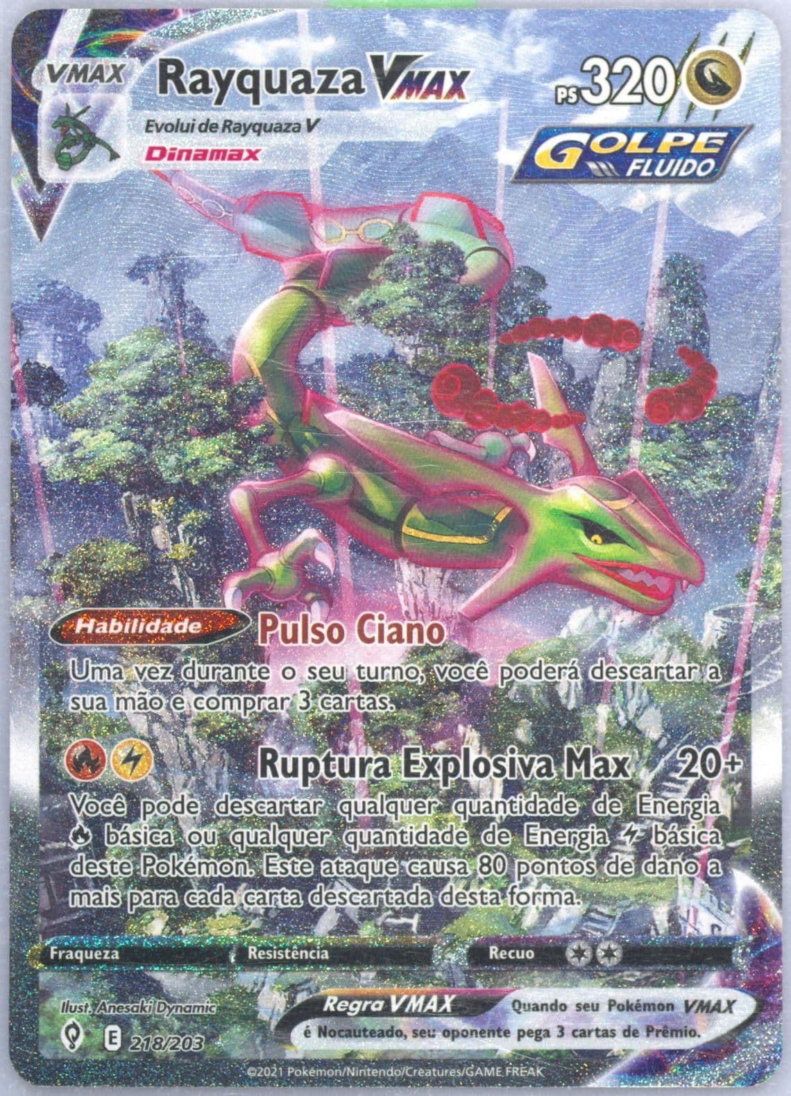 Full Art/Rayquaza Vmax Portuguese-Secret (218) 2021 Pokemon Sword & Shield Evolving Skies