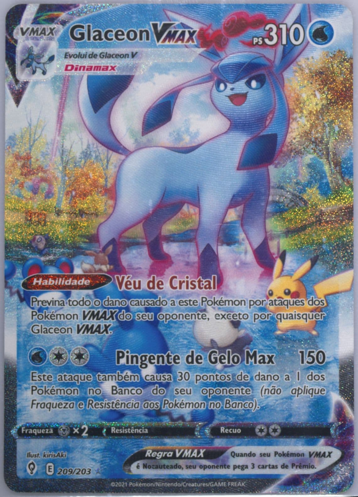 Full Art/Glaceon Vmax Portuguese-Secret (209) 2021 Pokemon Sword & Shield Evolving Skies
