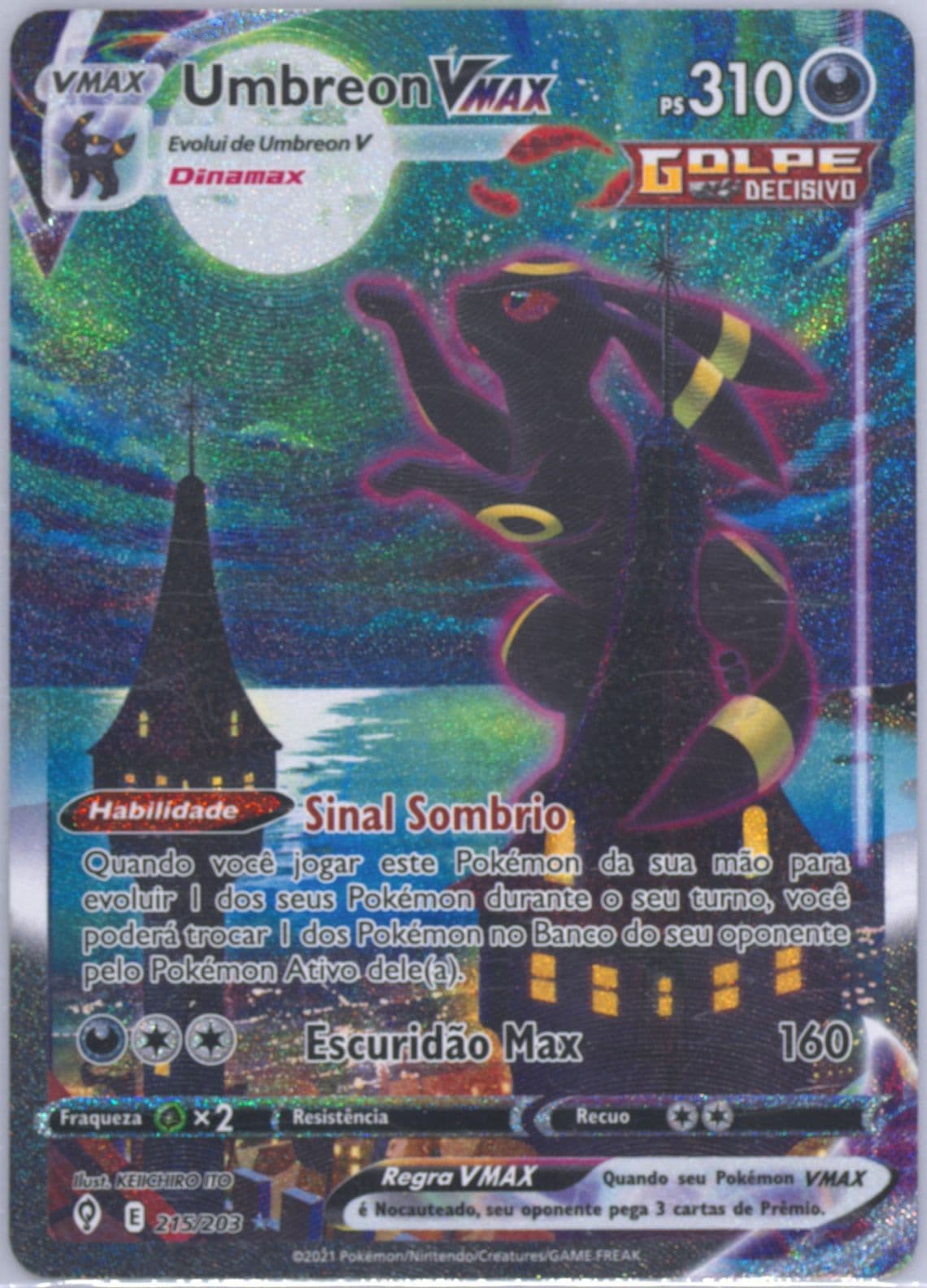 Full Art/Umbreon Vmax Portuguese-Secret (215) 2021 Pokemon Sword & Shield Evolving Skies