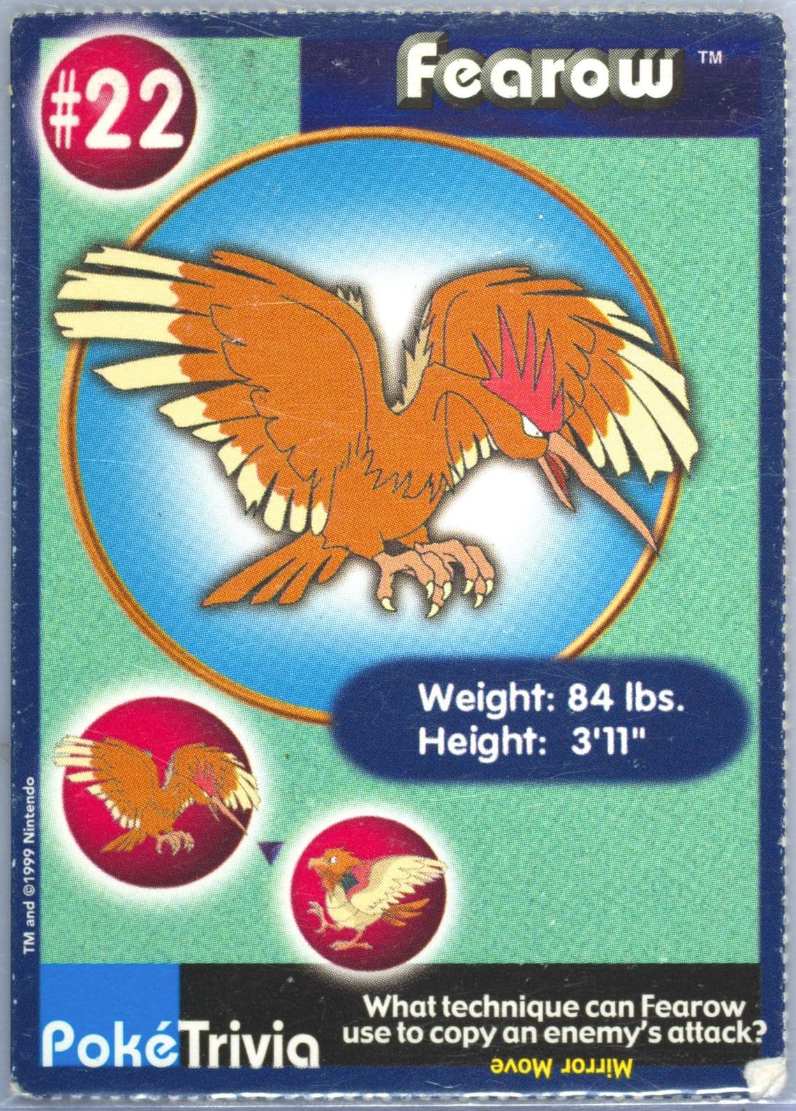 Fearow Perforated (22) 1999 Pokemon Burger King