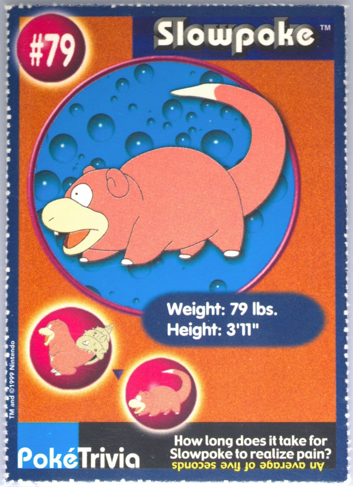 Slowpoke Perforated (79) 1999 Pokemon Burger King