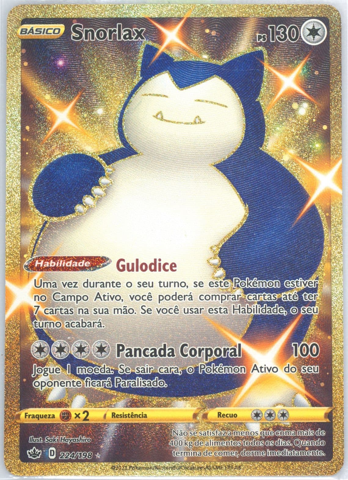 Full Art/Snorlax Portuguese-Secret (224) 2021 Pokemon Sword & Shield Chilling Reign