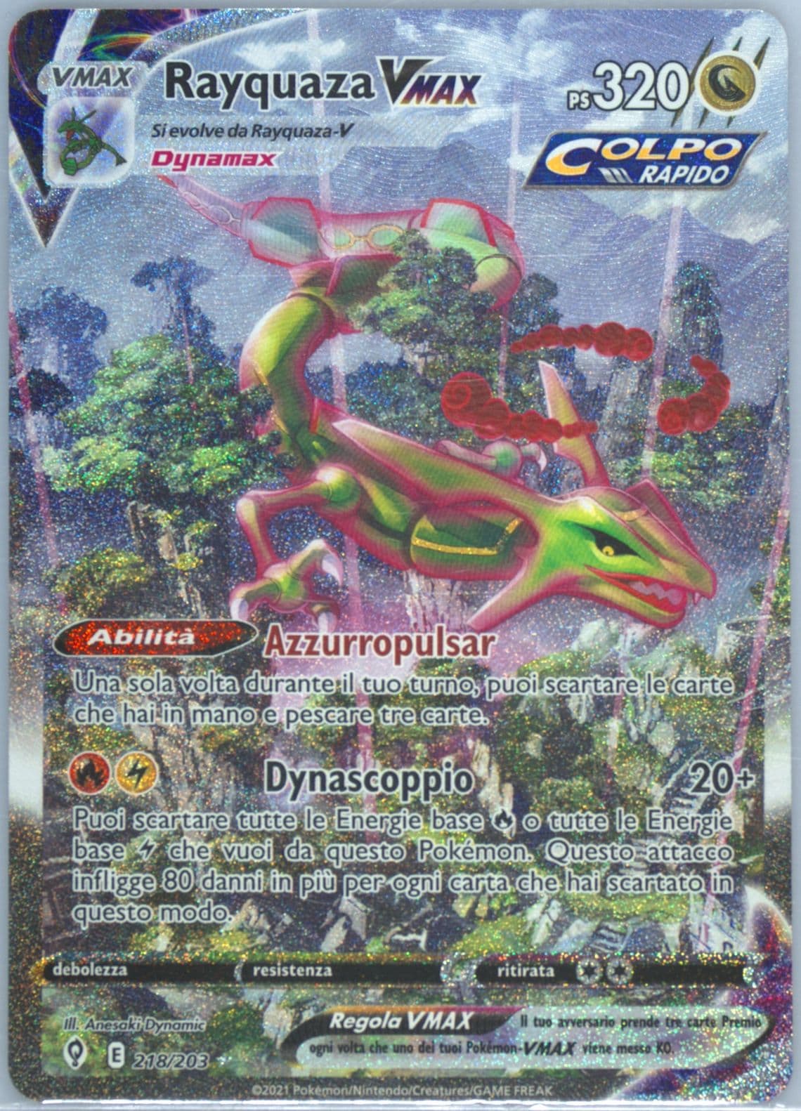 Full Art/Rayquaza Vmax Italian-Secret (218) 2021 Pokemon Sword & Shield Evolving Skies