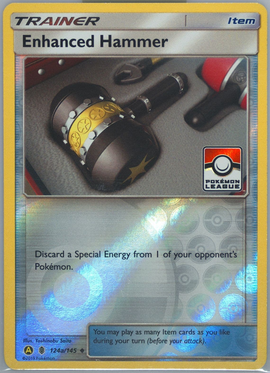 Enhanced Hammer-Reverse Foil 2019 Yellow A Alternate Art Pokemon League (124a) 2017 Pokemon Sun & Moon Guardians Rising
