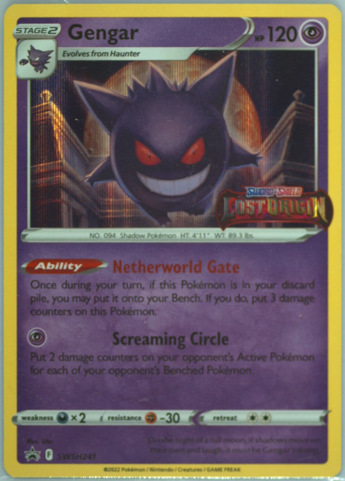 Gengar-Holo Prerelease (241) 2022 Pokemon Swsh Black Star Promo