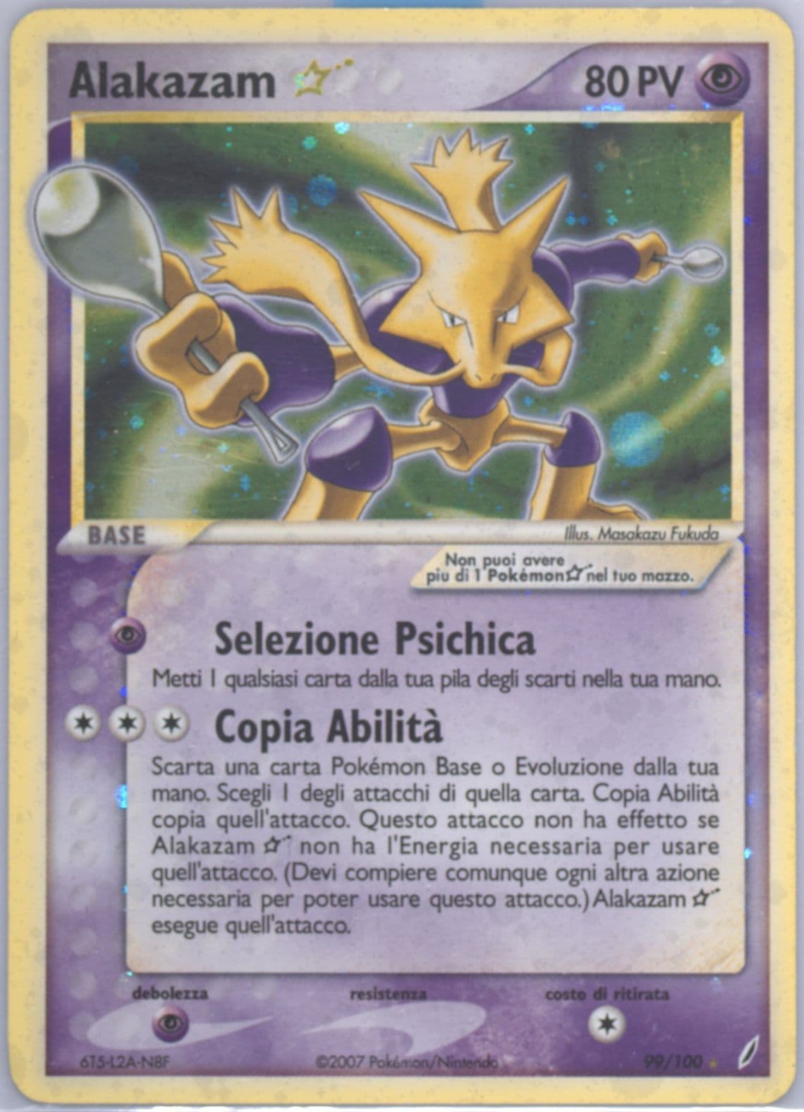 Alakazam-Holo Gold Star (99) 2007 Pokemon Italian EX Crystal Guardians