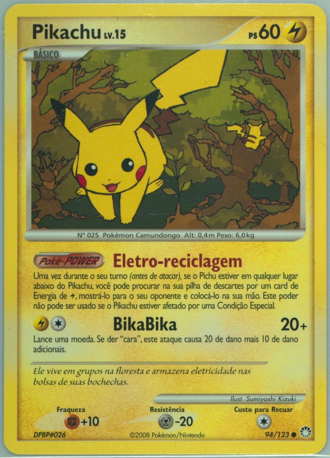 Pikachu (94) 2008 Pokemon Portuguese Diamond & Pearl Mysterious Treasures