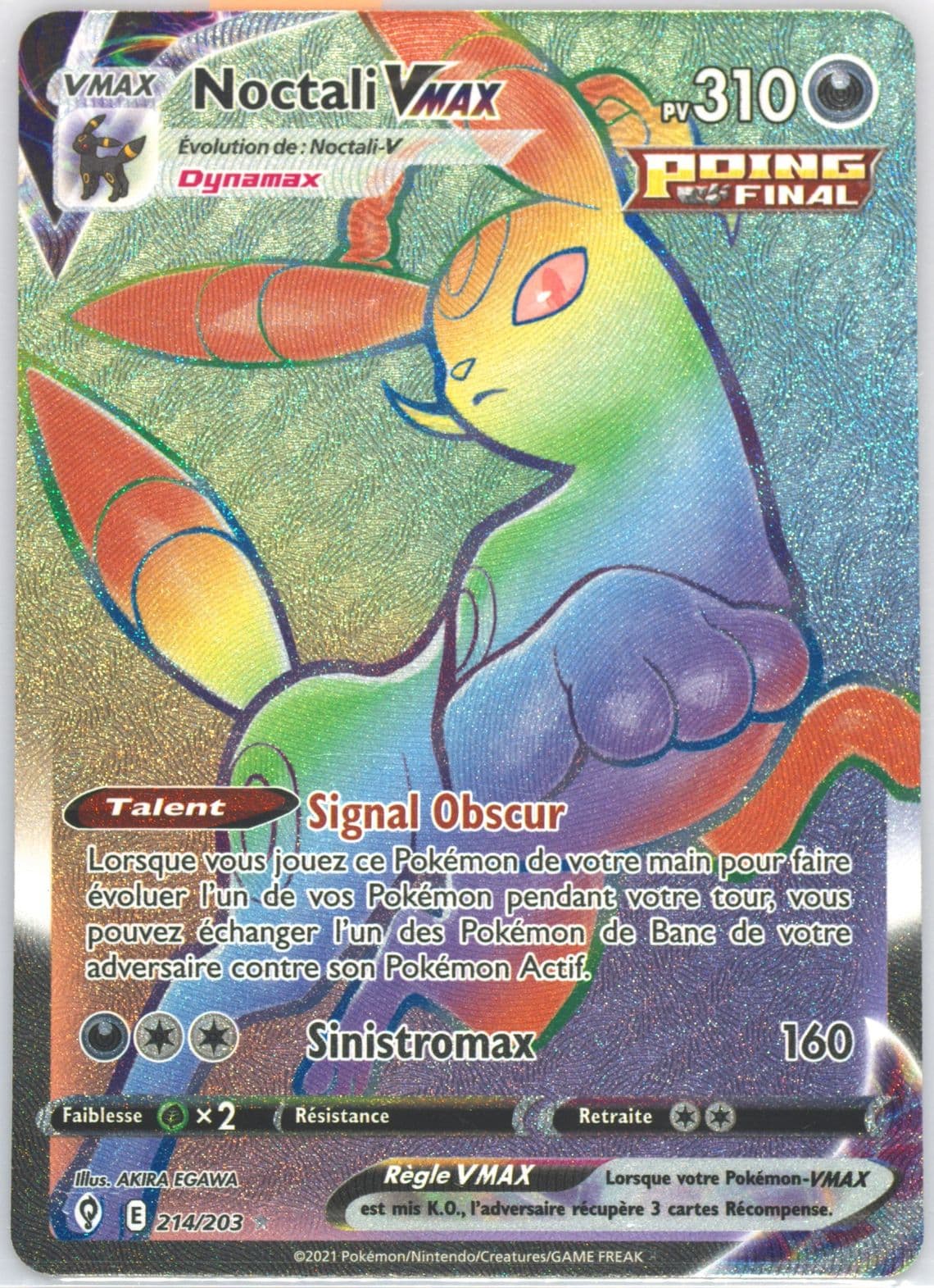 Full Art/Noctali Vmax French-Secret (214) 2021 Pokemon Sword & Shield Evolving Skies