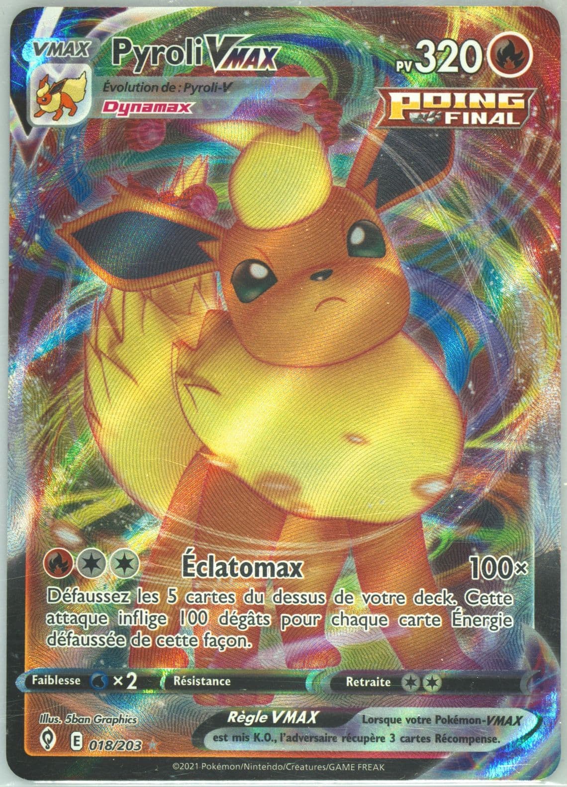 Full Art/Pyroli Vmax French (018) 2021 Pokemon Sword & Shield Evolving Skies