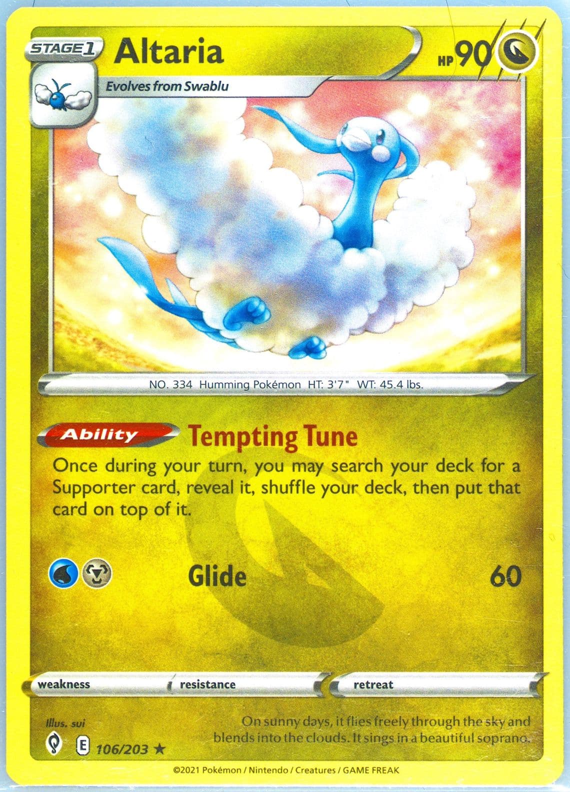 Altaria (106) 2021 Pokemon Sword & Shield Evolving Skies